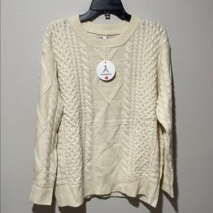 Anubis Women's Cream Cable Knit Sweater